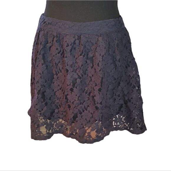 Hollister Navy Blue Lace Mini Skirt Small - Picture 1 of 5